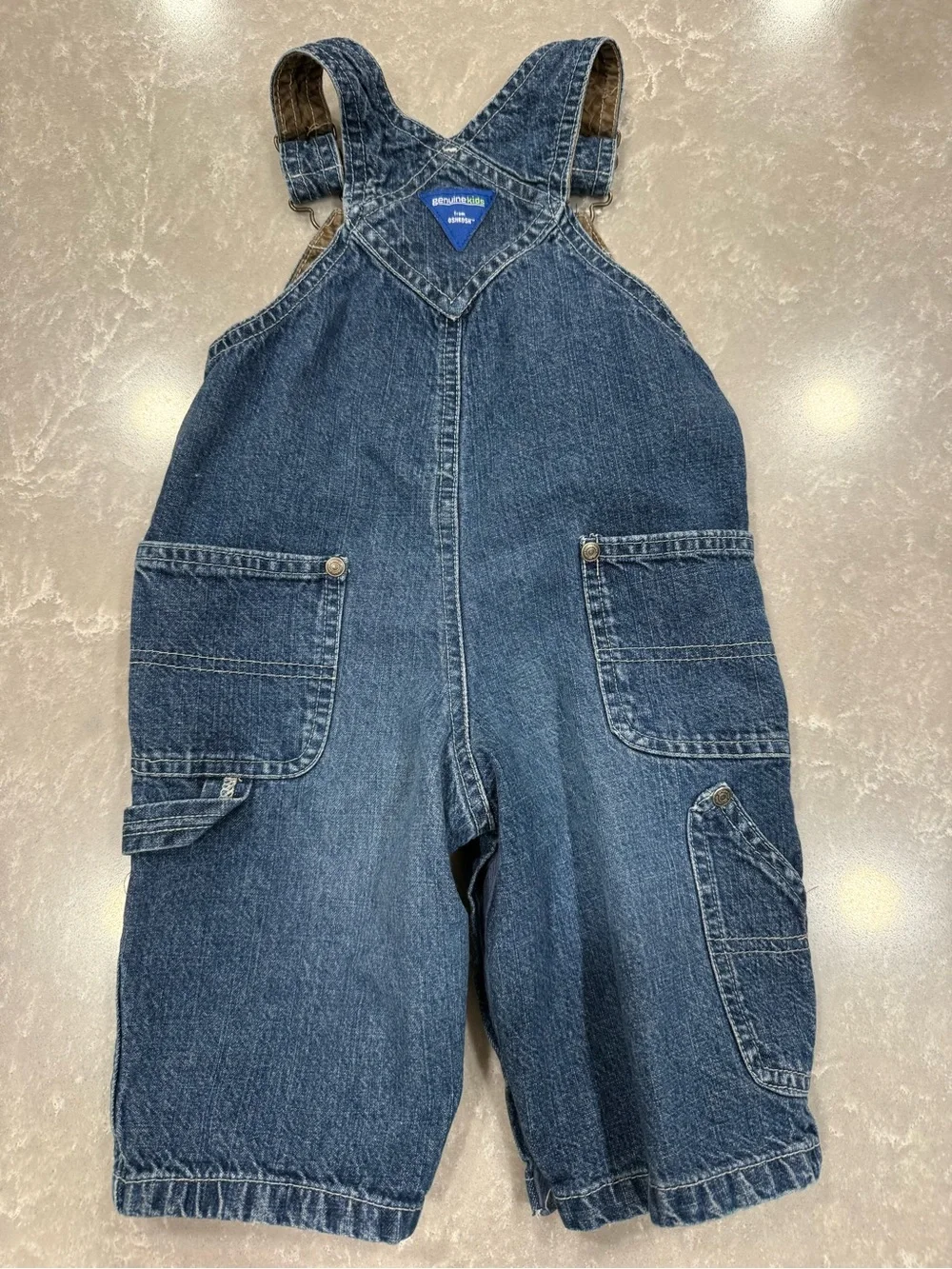 Baby Boy Overalls Lot 12M Denim Genuine Kids OshKosh Corduroy Plaid